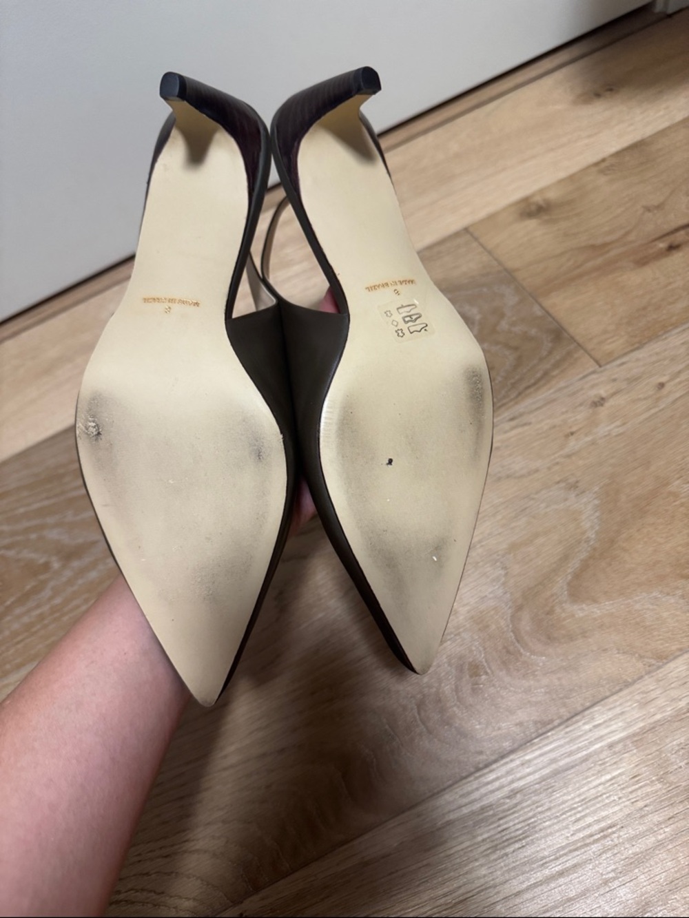 Anthropologie khaki Pointed Slingback Heels - Picture 4 of 8